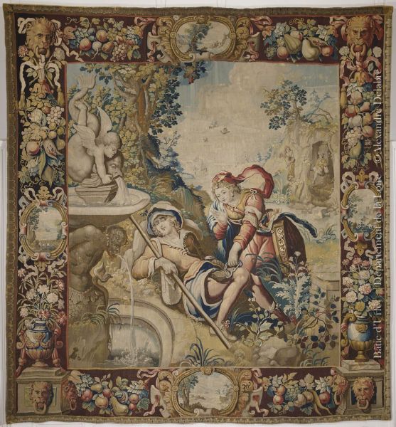 2008.0.5 tapisserie La nymphe Léonide dérobe les lettres d'Astrée à Céladon endormi (titre d'usage)  
