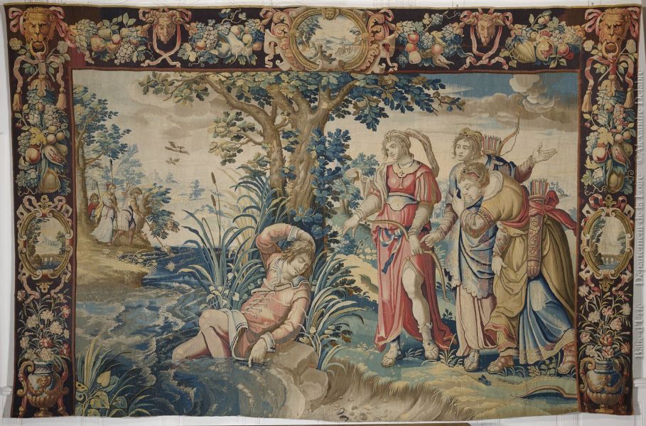 2022.0.1 tapisserie Les nymphes découvrent Céladon évanoui  